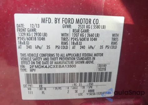 2014 Ford Edge Sel z USA, uszkodzony, nr VIN 2FMDK4JCXEBA13500
